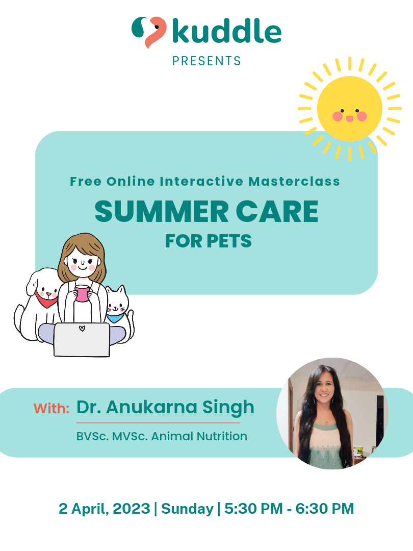 Do you know, dogs overheat faster than humans!

To share some expert tips on summer care for pets, we are excited to invite you for an online interactive masterclass with Dr. Anukarna Singh BVSc MVSc Animal Nutrition. 

Date- 2 April, 2023 (Sunday)
Time- 5:30 PM - 6:30 PM
Mode- Online Interactive 
Fee- Free

So mark your calendars and sign up now to secure your spot. Limited slots available 🐶😺

Registration link- https://forms.gle/TVjFDmQgGYmrh83d8