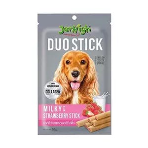 JerHigh Duo Stick Dog Treat - Milky with Strawberry Stick