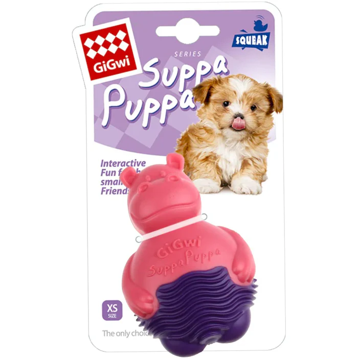 GiGwi Suppa Puppa Hippo Figure Dog Toy