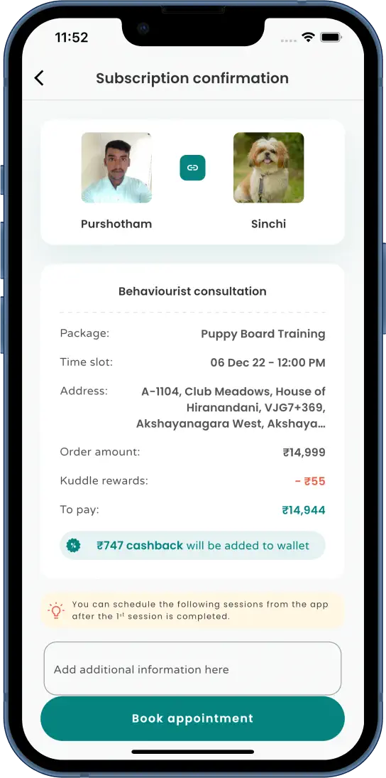 Behaviourist confirmation screen