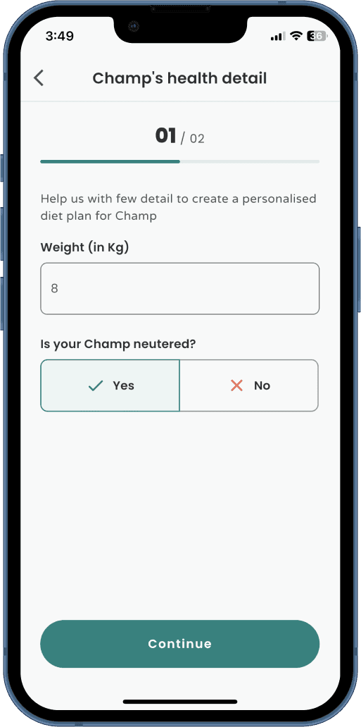Add weight in Kuddle Nutrition Planner
