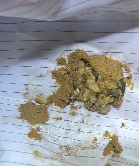 My 5 minth old beagle ate his kibbles at 7.30 am and vomitted this around 10.30 am.  Semi solid vomit. Attached photo below
What can possibly cause this. Planninb to take him to the vet if he vomits similar again. Until then any idea why could such bomit be happening


His food schedule is morning kibbles and twice  a day meat plus veggies. Small fruits and treats here and there.