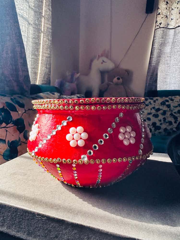 The Art and The Artist who helped! 
.
.
.
PS: My wife made pot biriyani pots into something really beautiful 😍