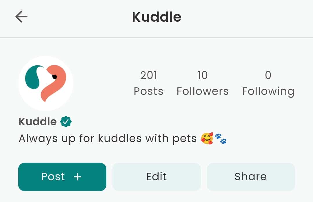 Introducing Kuddle 4.0 🐾

Now you can follow your favourite pets (and us 😉) and share your journey with fellow pet parents 🐶😻

Get ready to share, adore and explore the world of pets by updating the Kuddle App now! 🎉

Follow us here to know "What's new" ✅