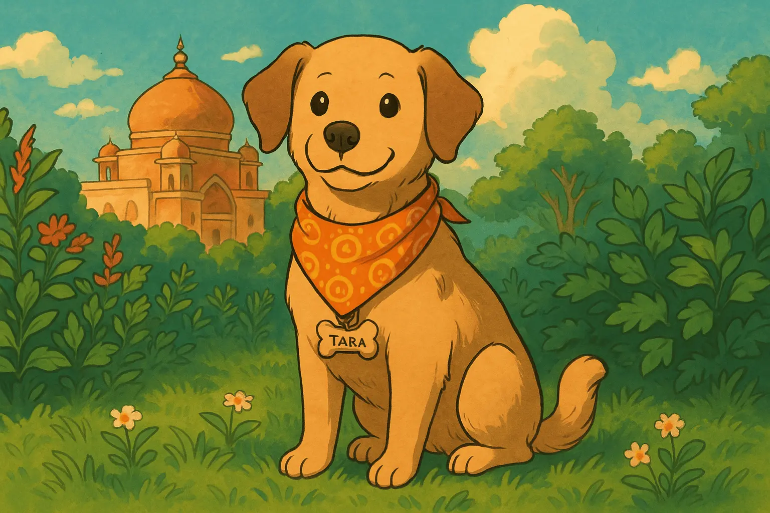 dog with indian bandana